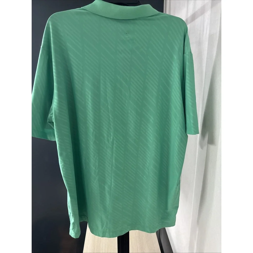 Nike‎ Golf Dri-Fit Tour Performance Polo XL Green Striped Short Sleeve Shirt